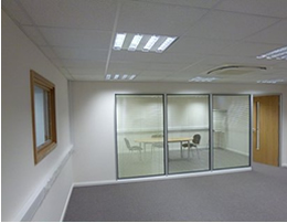 office interior with suspended ceiling