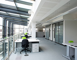 office interior with suspended ceiling
